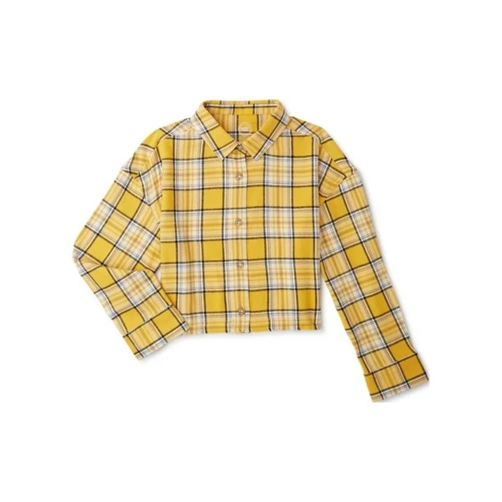 Wonder Nation Yellow Plaid Button Down Shirt